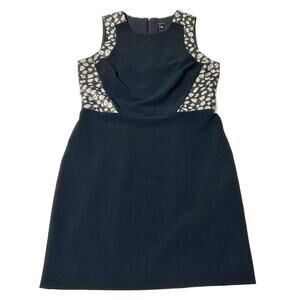 Ann Taylor Shift Dress Women's Size 6 Sleeveless Black /Metallic Print